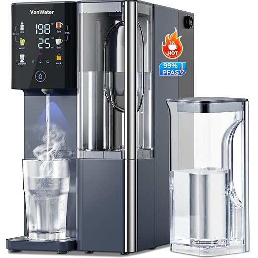 3S Instant Hot Reverse Osmosis Water Filter Countertop, 7-Stage RO Water Filtration System with 2 Portable Pitchers, NSF/ANSI 372,42,58, Reduce TDS PFAS, No Install (CT910H-2 Pitchers)