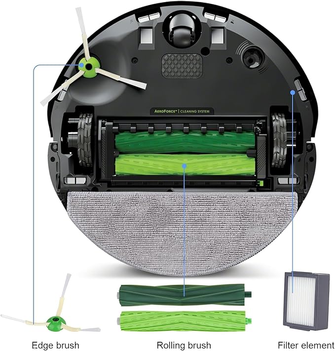 Replacement Parts Accessories for iRobot Roomba E&I&J Series - Fit e5 e6 e7 i1 i1+ i2 i3 i3+ i4 i4+ i6 i6+i7 i7+ i8 i8+ j6+ j7 j7+,Combo i5 i5+j5 j5+ Vacuum - 1 Set Brush,3 Side Brush,3 HEPA Filter