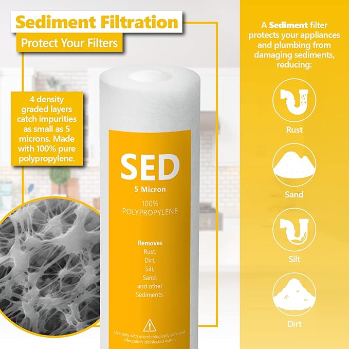 Express Water – 6 Month Deionization Reverse Osmosis System Replacement Filter Set – 6 Filters with 100 GPD RO Membrane – 10 inch Size Water Filters