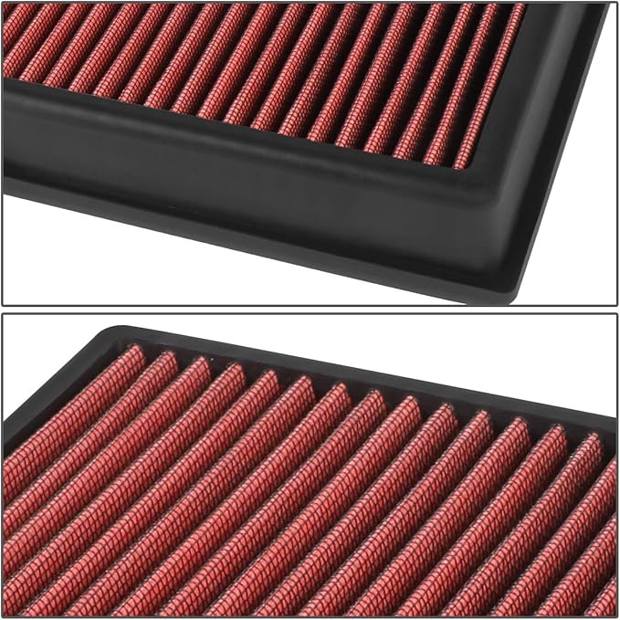 DNA Motoring AFPN-216-RD Clean Air Washable Drop In Panel Air Filter Enhance Engine Performance Power & Acceleration Improve [Compatible with 19-20 Ford Ranger 2. 3L Turbo]