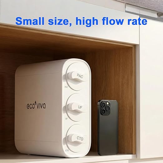 Ecoviva UF 800G 0.01μm Ultra-Filtration Under Sink Water Filter NSF 42/61/372 Standards Tankless Ultra Compact Design, No Electricity & Wastewater, Preserve Beneficial Minerals No TDS Reduction