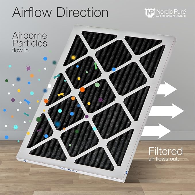 Nordic Pure 18x20x1 (Actual Size: 17 1/2 x 19 1/2 x 3/4) Pure Carbon Pleated Odor Reduction Furnace Air Filters 4 Pack