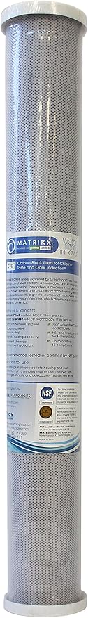 KX 32-250-20-GREEN | 20" CTO Carbon Block Water Filters for Chlorine Taste and Odor reduction | KX MatriKX Powered by GREENBLOCK | Replaces 32-250-125-20