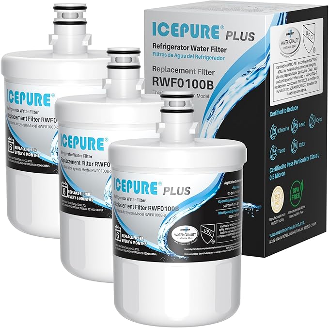 ICEPURE PLUS 5231JA2002A NSF/ANSI 53 & 42 Certified Refrigerator Water Filter, Remove Lead, Replacement for LG LT500P, ADQ72910911, ADQ72910901, ADQ72910907, Kenmore 9890, 469890, GEN11042FR-08, 3PACK