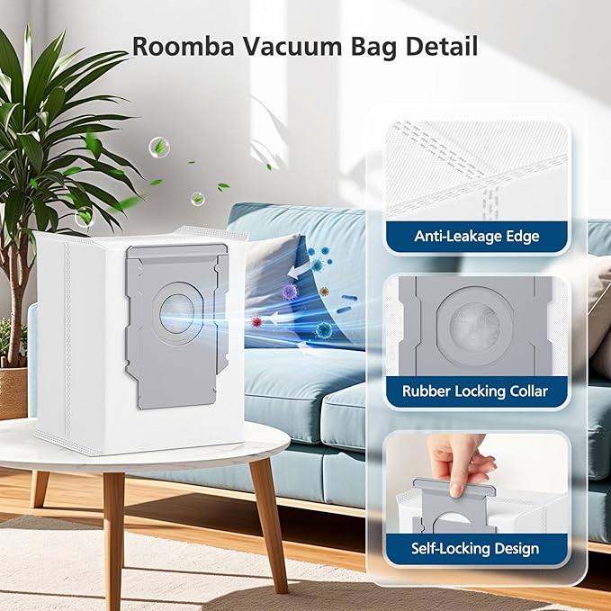 16 Pack Vacuum Bags for iRobot Roomba 104, 105, 405, 504, 505, 705, i7+, i8+, i3+, i4+, i5+, i6+, j5+, j6+, j7+, j8+, j9+, s9+, Combo10 Max, Roomba Replacement Bgs for all Clean Base models