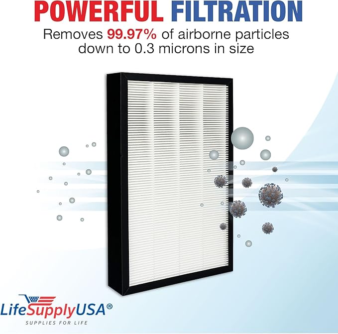 47001 HEPA + Carbon Filter Replacement Compatible with NuWave OxyPure Models 47001, 47002, 47003, 47004-2-in-1 Air Purifier Filter Set by LifeSupplyUSA