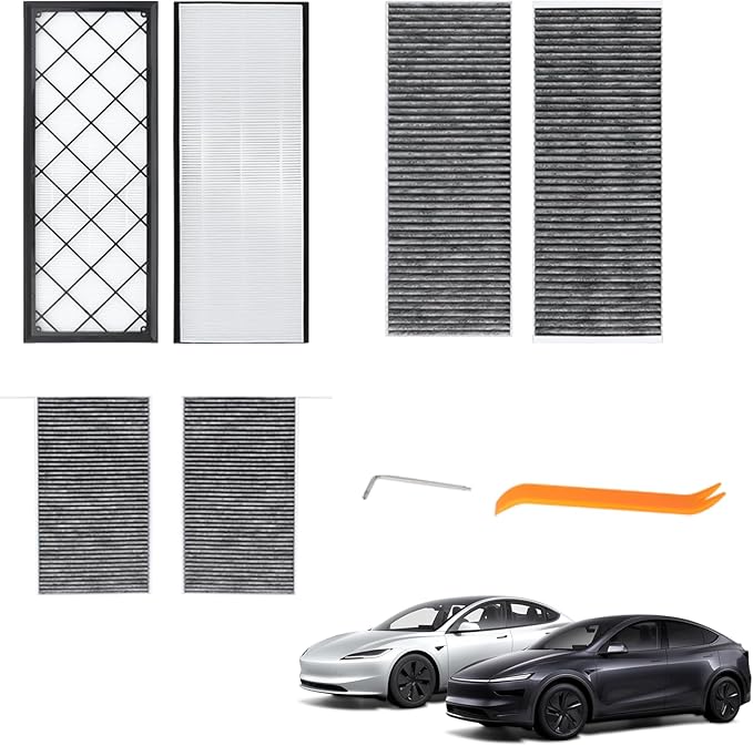 Air Intake Cabin Filter for Tesla Model Y 2020-2025 2026 Juniper, 6 Pack HEPA Air Filters with Activated Carbon, Cabin AC Filter Internal and External Replacement Includes Tools Accessories