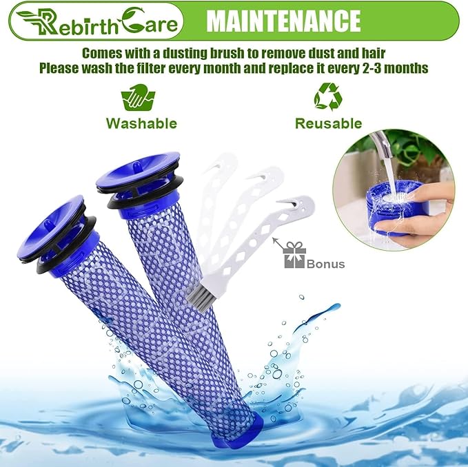 V8 Filter Replacement for Dyson V7 V8 Animal Absolute Motorhead Cordless Stick Vacuum Cleaner, Compare to Part # 965661-01 & 967478-01