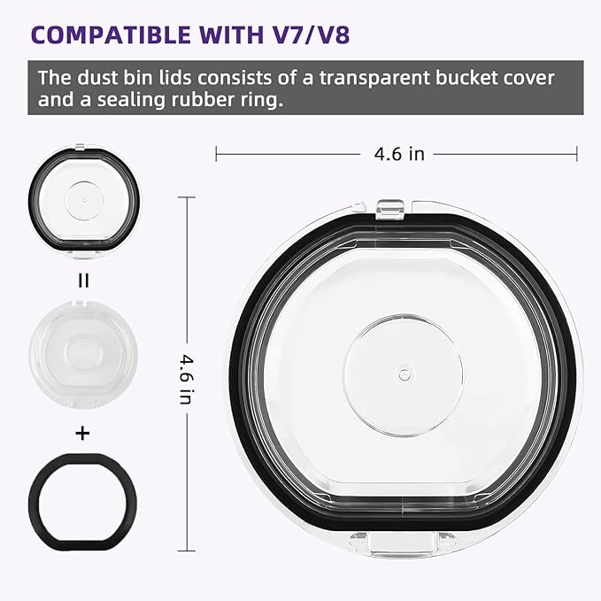 Dust Bin Lid Replacement for Dyson V7 V8 SV10 SV11 Vacuum Cleaner, Dust Bucket Cup Cap Accessories