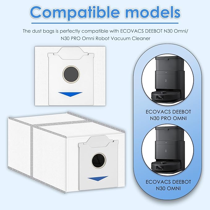(9 Pack) N30 Omni Replacement Dust Bags Compatible With ECOVACS DEEBOT N30 Omni / N30 Pro Omni Robotic Vacuum Cleaner, With Activated Carbon Filter Layer, Vacuum Bags, Canister Bags