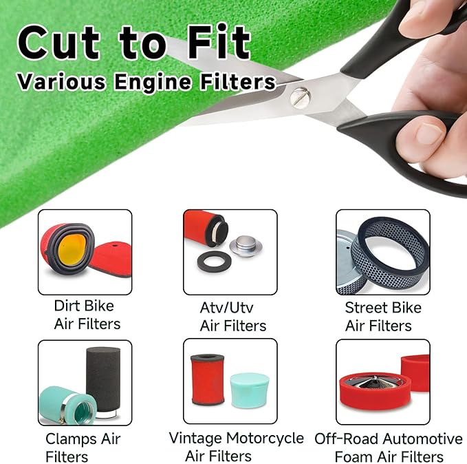 Washable Foam Air Filter Material Sheet for Uni Filter-BF-1 BF1 18" X 15" X 5/8" 65-PPI Green Fine Filter Foam Sheet Cut to Fit Air Filter Pads for Most Motorcycle ATV Scooters Dirt Bike UTV