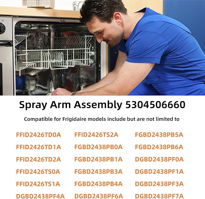 Dishwasher Lower Spray Wash Arm 5304506660 Compatible With Frigidaire Dishwashers Spray Arm Assembly with 5304506518 Dishwasher Trap Drain Filter Replaces 154830303 4456369 5304496886 5304506532