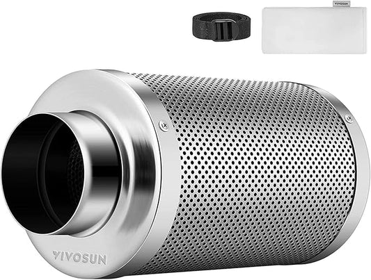 VIVOSUN 8 Inch Air Carbon Filter Smelliness Control with Australia Virgin Charcoal for Inline Duct Fan, Grow Tent,Pre-Filter Included, Reversible Flange 8"x 20"