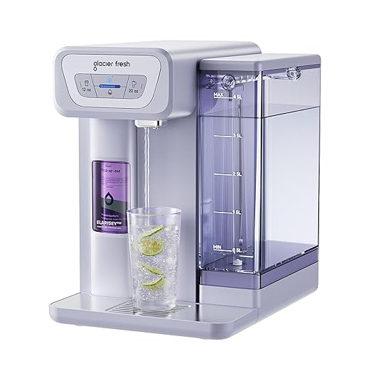 GLACIER FRESH C03 Coolon Countertop Cold Water Purifier with Upgraded Elarisey™ Filtration, Zero Wastewater System, 40oz Cooling Capacity, Low Noise, Plug & Play, NSF42&53/FCC/CA65 Certified.