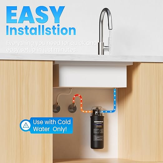 Under Sink Water Filter, House Faucet Water Filter for Kitchen Sink, Under Counter Direct Connect to Kitchen Faucet, Reduces 99% Chlorine, Bad Taste & Odor, 10000 Gallons, by DESENRUIS