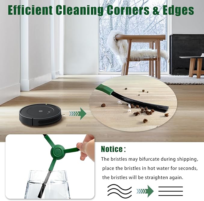 10 Pack Replacement Side Brushes Compatible with Roomba Combo&Vac Essential Series, Edge-Sweeping Brushes for Q0120 Y0140 Q0520 Q011 Y0110 Robot Vacuum Cleaner