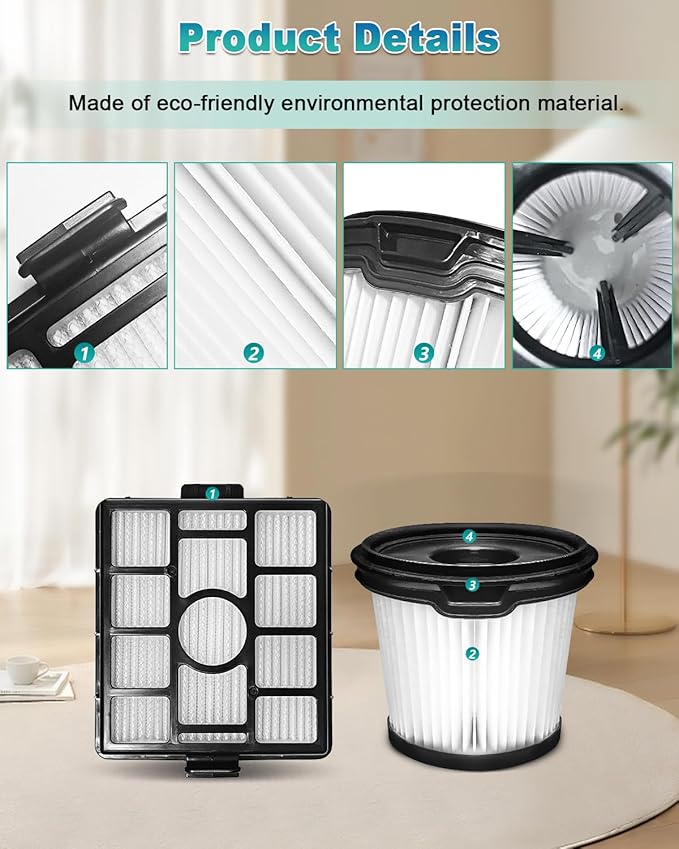 BU3523 BU3521 BU3120 HEPA Filter Replacement Compatible with Shark BU3521 Clean Lightweight Cordless Stick Cleaner, Shark BU3523 Clean and Empty Cordless Stick Vacuum and Auto Empty System (2 Pack)