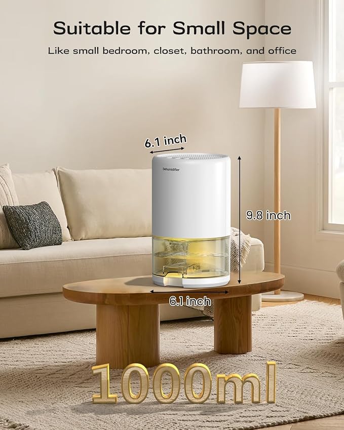 Dehumidifier, 35 oz Small Dehumidifiers for Home, Bathroom, Bedroom, Closet, Ultra-Quiet with Sleep Mode, 7 Color Lights & Auto Shut Off, Compact & Portable for RV, Rooms, Basement, Energy Saving