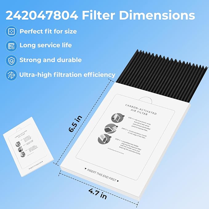 Funmit Refrigerator Air Filter Replacement Compatible with Frigidaire PAULTRA Pure Air Ultra and Electrolux EAFCBF Fridge Replace 242061001, 242047801, 242047804-3 Pack
