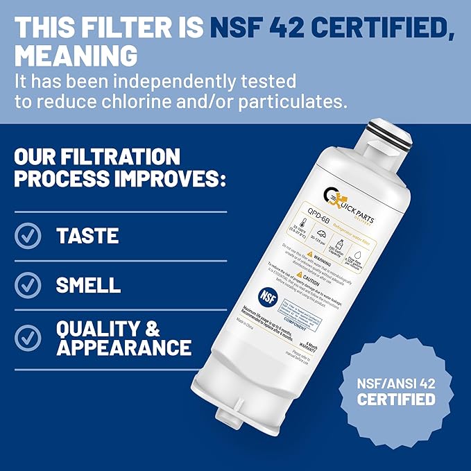 QPD 6B Refrigerator Water Filter Replacement for Samsung DA97-17376B, HAF-QIN – Compatible with Samsung RF23M8070SG/AA, BRF365200AP/AA – NSF Certified, Chlorine Reduction – (1-Pack)