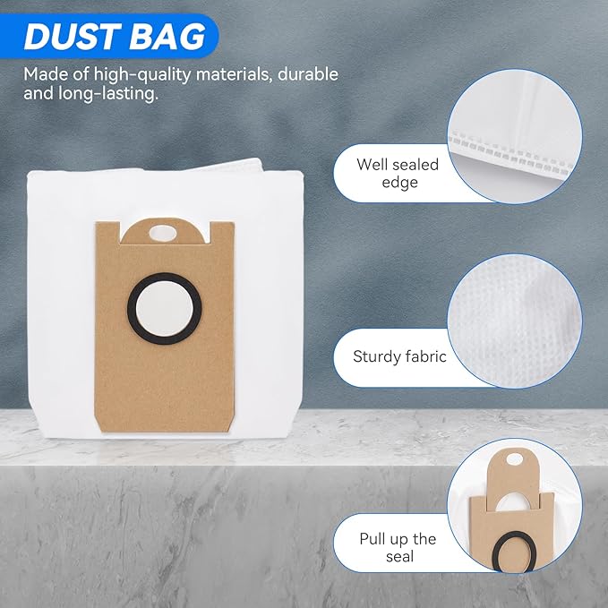 Dust Bags for AIRROBO T20+/ T25+/ T30+/ T25+C Robot Vacuum Cleaner, Replacement Vacuum Bags Disposable Bag Airrobo Robot Vacuum Dust Bags Replacement Parts (16 Pack)
