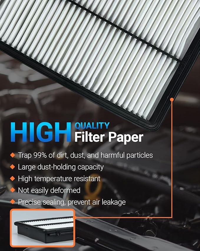 Engine & Cabin Air Filter Kit with Activated Carbon, Fit for 2020 2021 2022 2023 2024 2025 Kia Telluride 3.8L, 2019-2020 Hyundai Santa Fe 2.0L/2.4L, Replace 97133J5000, 28113A9100, WP10367, 971333M000