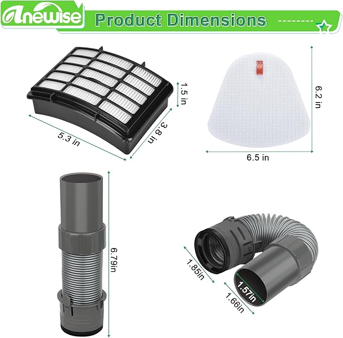 Vacuum Hose Filter Replacement Part for Shark Navigator Lift-Away Deluxe Vacuum NV352 NV350 NV351 NV380 UV440, 1 Nozzle Hose + 2 Pre-Felt + 1 Hepa Filter, Parts #193FFJ & XHF350 & XFF350