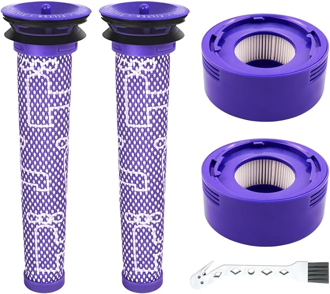 4 Pack Vacuum Filter Replacement Kit for Dyson V7, V8 Animal, V8 Absolute, SV10, SV11 Cordless Vacuum Cleaners, 2 Pre Filter, 2 Post Filter, Replaces part No. 965661-01 & 967478-01 Huxowni