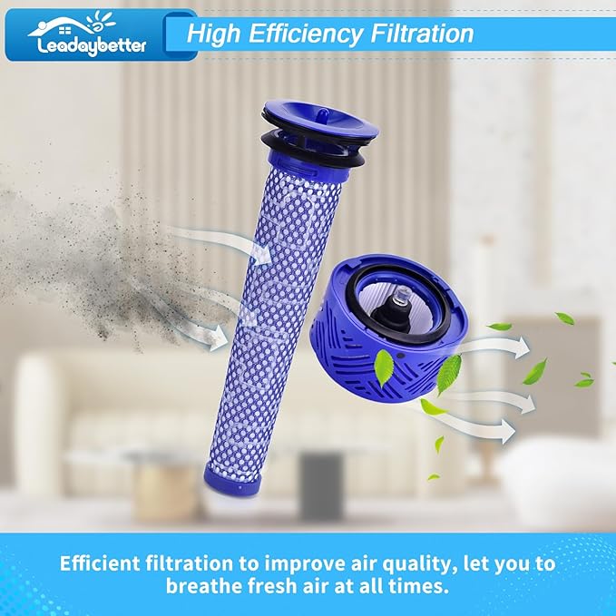 Leadaybetter V6 Filters Replacement for Dyson Absolute Total Clean Cordless Stick Vacuum, 2 Pack Post HEPA and Pre Filter Replacements, Compare to Part # 966741-01 & 965661-01