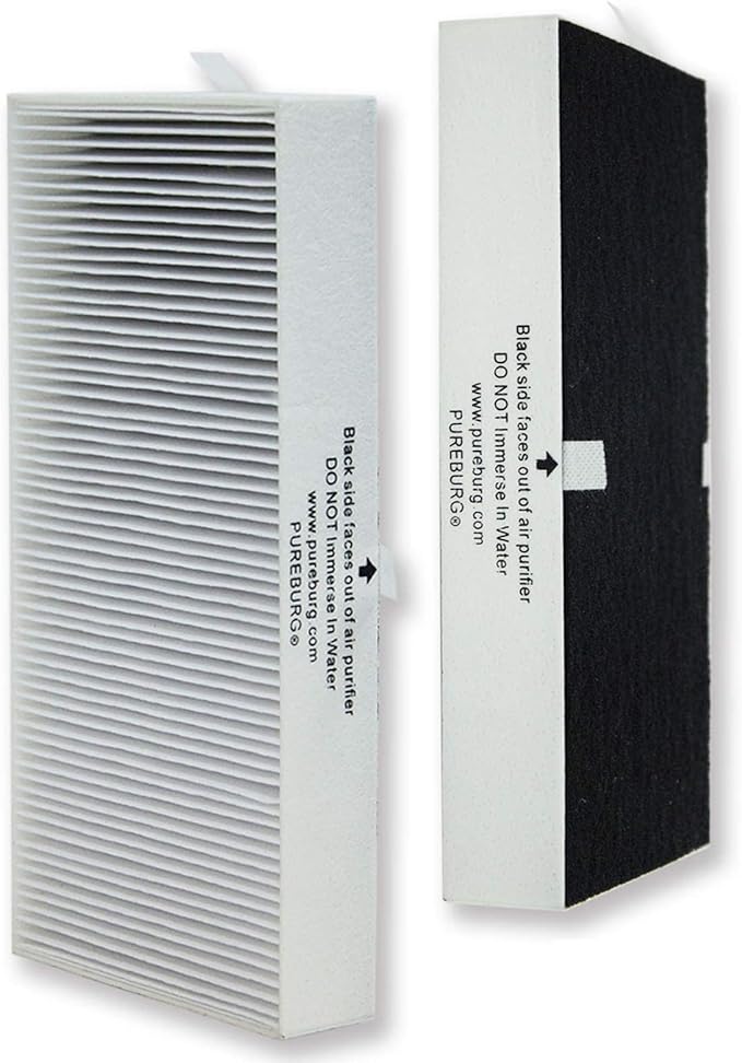 PUREBURG HRF201B True HEPA Replacement Filter Compatible with Honeywell HHT270 HHT270W HHT290 HEPAClean Series Air Purifiers Part HRF201B Type U,H13 Activated carbon 2-IN-1 Air Clean,2-Pack