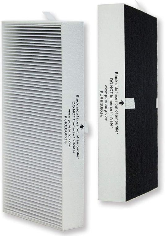 PUREBURG HRF201B True HEPA Replacement Filter Compatible with Honeywell HHT270 HHT270W HHT290 HEPAClean Series Air Purifiers Part HRF201B Type U,H13 Activated carbon 2-IN-1 Air Clean,2-Pack