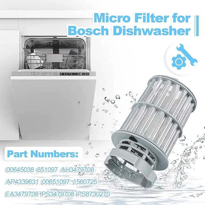 New Upgraded 00645038 645038 Micro Filter For Bosch Kenmore Dishwasher Parts Replaces AP4339631, 00651097, 1560725, 651097, AH3479708, EA3479708, PS3479708, PS8730270