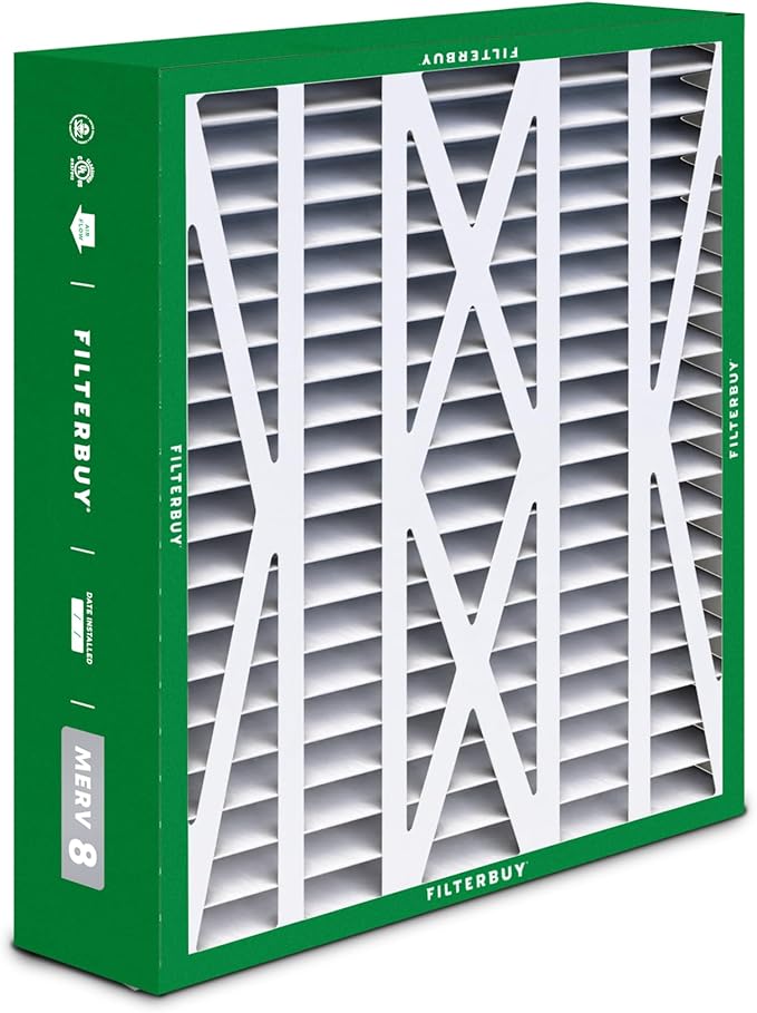 Filterbuy 20x23x5 Air Filter MERV 8 Essential Dust & Allergy Defense (3-Pack), Pleated HVAC AC Furnace Filters for Bryant, Carrier, BDP, Day & Night, and Payne (Actual Size: 19.81 x 22.56 x 4.25)