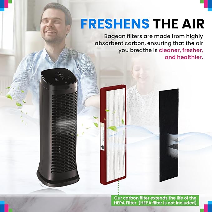 Carbon Pre Filter Replacement 20.2" x 3.9" Compatible with Honeywell Quiet Clean Tower Air Purifier Filters - Fits HFD120-Q HFD123 HFD140BWM HFD140 HFD230 - Absorbs Odors & Freshen the Air (4-Pk)