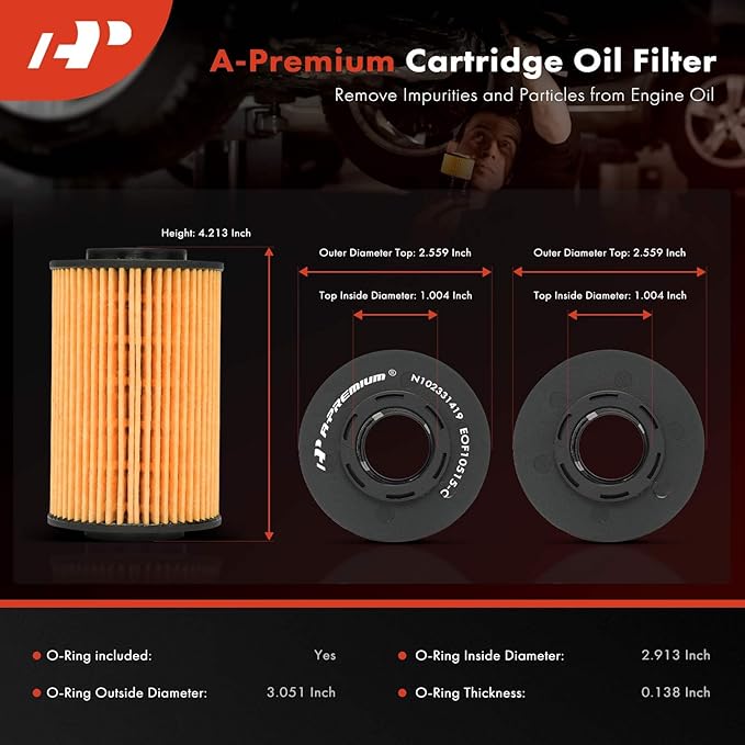 A-Premium 10K Miles Protection Oil Filter Compatible with Hyundai Sonata 2009-2010, Santa Fe 2009, Genesis, Genesis Coupe, Azera, Veracruz, Equus & Kia Sorento, Sedona, Borrego, Amanti, K900