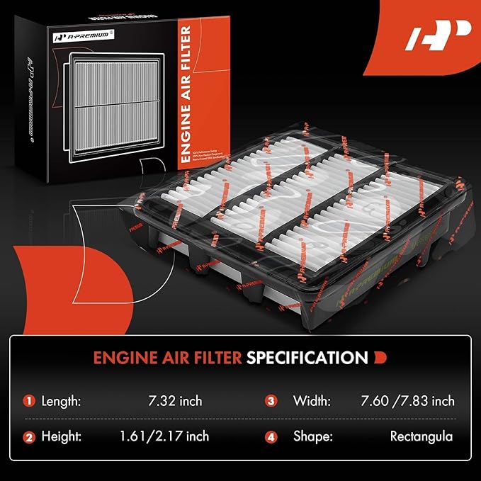 A-Premium Engine Air Filter Compatible with Honda CR-V CRV 2023, Civic 2022-2023, Accord 2023 & Acura Integra 2023-2024, 1.5L, Replace# 1722064AA00