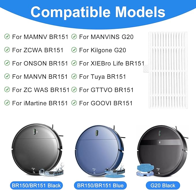 For MAMNV BR150/BR151 For BR150/BR151 For ONSON BR150/BR151 For GTTVO BR150/BR151 Robot Vacuum Cleaners, Vacuum Cleaner Replacement Kits (3PCS)