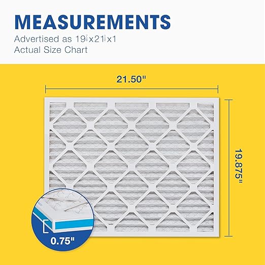 Aerostar 19 7/8 x 21 1/2 x 1 MERV 6 Pleated Air Filter, AC Furnace Air Filter, 6 Pack (Actual Size: 19 7/8"x21 1/2"x3/4")