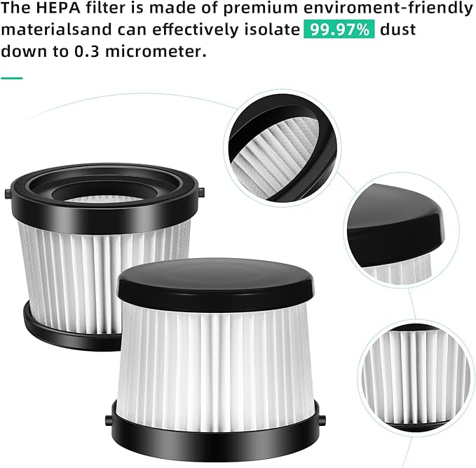 2 Packs DCV501HB Filter For DEWALT 20V Vacuum Cordless Handheld Vacuum, Part DCV5011H with Bonus Cleaning Brush