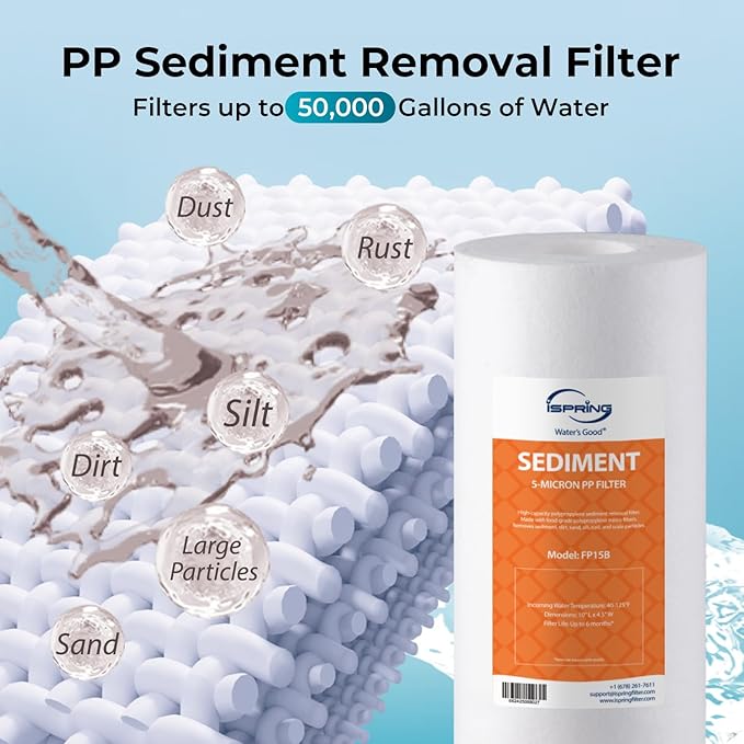 iSpring F3WGB31BM Whole House Water Filter Replacement Pack, Reduces Iron, Manganese, Chlorine, Sediment, Taste, and Odor, Up to 12 Months, 4.5” x 10”, Fits WGB31BM
