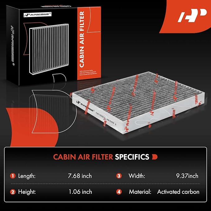 A-Premium Cabin Air Filter with Activated Carbon Compatible with Hyundai Elantra 2017-2020, Accent 2018-2022, Elantra GT 2018-2020 & Kia Forte 2019-2023, Forte5, Rio 2018-2023 - Replace# 97133-F2000