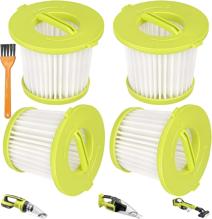 4 Pack HEPA Filters Replacement For Ryobi ONE+ 18V Handheld Vacuum Models PCL700 PCL704 PCL705 Series, Also Fit HART 20-Volt Hand Vacuum HPHV34 and More, Part # A32F05N A32HF00 HAHV33