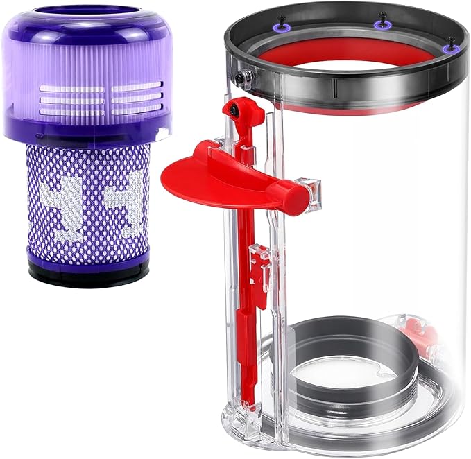 Upgraded Dust Bin Replacement Compatible With for Dyson V11 V15 ONLY Fit SV14 SV15 SV22,1 Canister Bin for Part no.970050-01 and Part no.965443-01 with 1 HEPA Filter NOT for V10 V8 V7