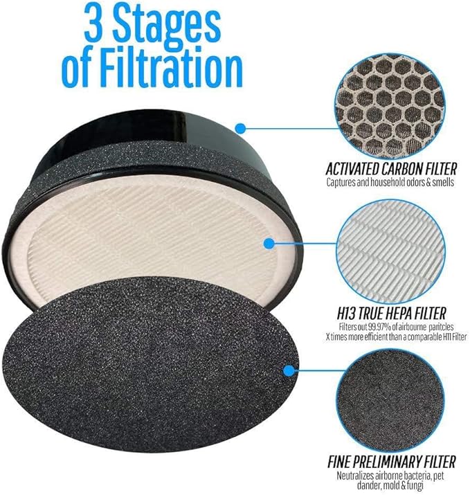 Flintar LV-H132 Replacement Filter, Compatible with Levoit LV-H132 Air Purifier, H13 Grade Filtration and Activated Carbon Filter for odor removal, Part # LV-H132-RF, 2-Pack