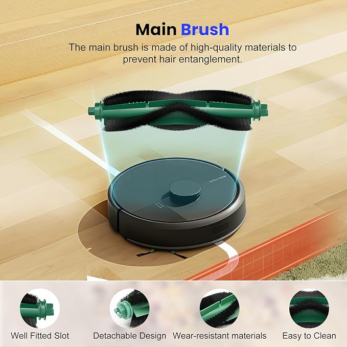 27 Pcs Replacement Parts for iRobot Roomba 104Combo/105 Vac/ 105 Combo/ Q052/ Q0520 Robot Vacuum, Include 2 Main Brushes, 6 Dust Bags, 6 Mop Pads, 6 Filters, 6 Side Brushes and 1 Cleaning Brush