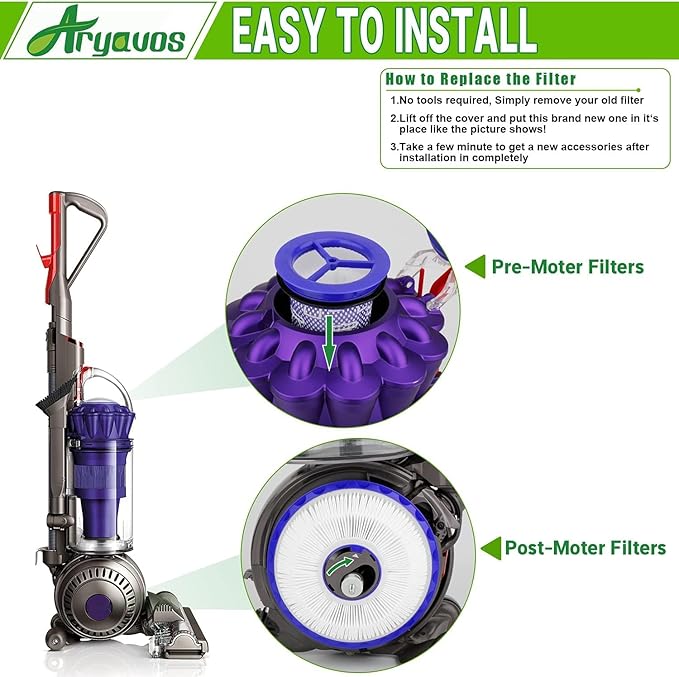 Filter Replacements for dy.son Ball Animal 2, DC65 DC41 UP13, Ball Vacuums Ball Animal 3, DC66 UP20 UP30 Multi Floor for dy.son, 2 HEPA Post Filters & 2 Pre Filters, Replace Part#920769-01 & 920640-01