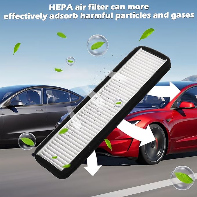 Air Filter HEPA Replacement Accessories Compatible with Tesla Model 3 2020 2019 2018 2017 Interior Cabin Filter Kit Intake Protector Cover Adapter Exterior HEPA Intake Filter Accessory Protector