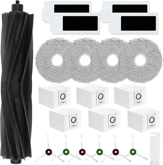 22 Pack Replacement Parts for ECOVACS DEEBOT T20 Omni /T20 Max /T20 Pro Vacuum Cleaner Accessories Kit Include 1 Main Brush, 4 Hepa Filters, 4 Mop Pads, 6 Vacuum Bags, 6 Side Brushs, 1 V-shaped brush