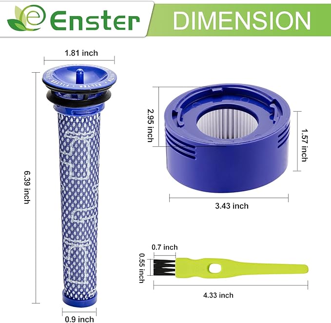 Replacement Filter for Dyson V7 V8 Animal Absolute Motorhead Carbon Fiber V8+ V7 Absolute V7 Animal Pro Plus Vacuum 1 Pre Filters & 1 Post Filters for Dyson V8 Compare to Part # 965661-01 & 967478-01