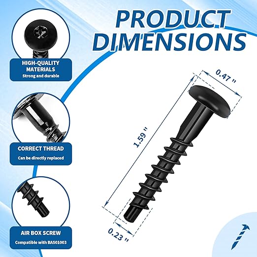 Air Filter Box Screw (10 Pack) BAS01001 Replace for GM 11611199 Compatible with Chevrolet, Buick, Cadillac, GMC Air Box Cleaner Intake Retainer Screw